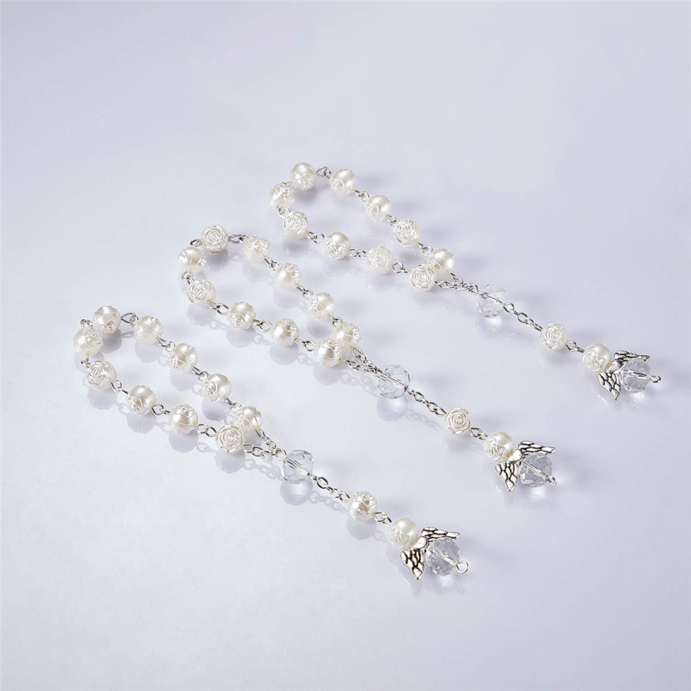 30 Pcs Baptism Acrylic Rosary Beads Rosaries Angel with Organza Bags