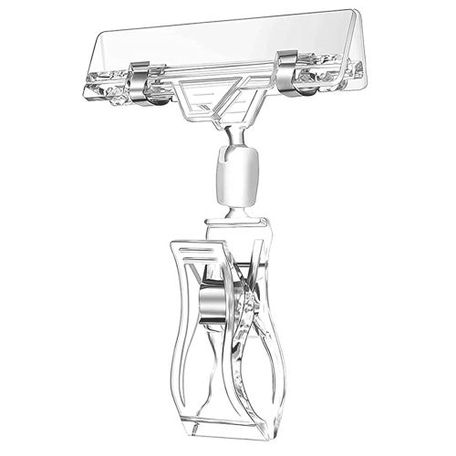 30 Pcs Label Holders Sign Clip, Plastic Clear Rotatable Sign Clips 1