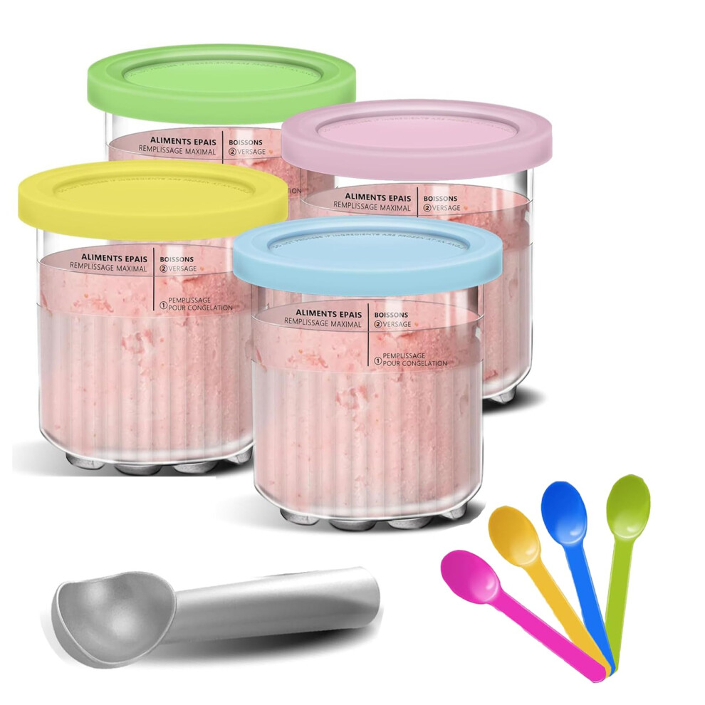 4 Pieces Containers For Ninja I Deluxe Pints Lids, Bpa Dishwasher Cream