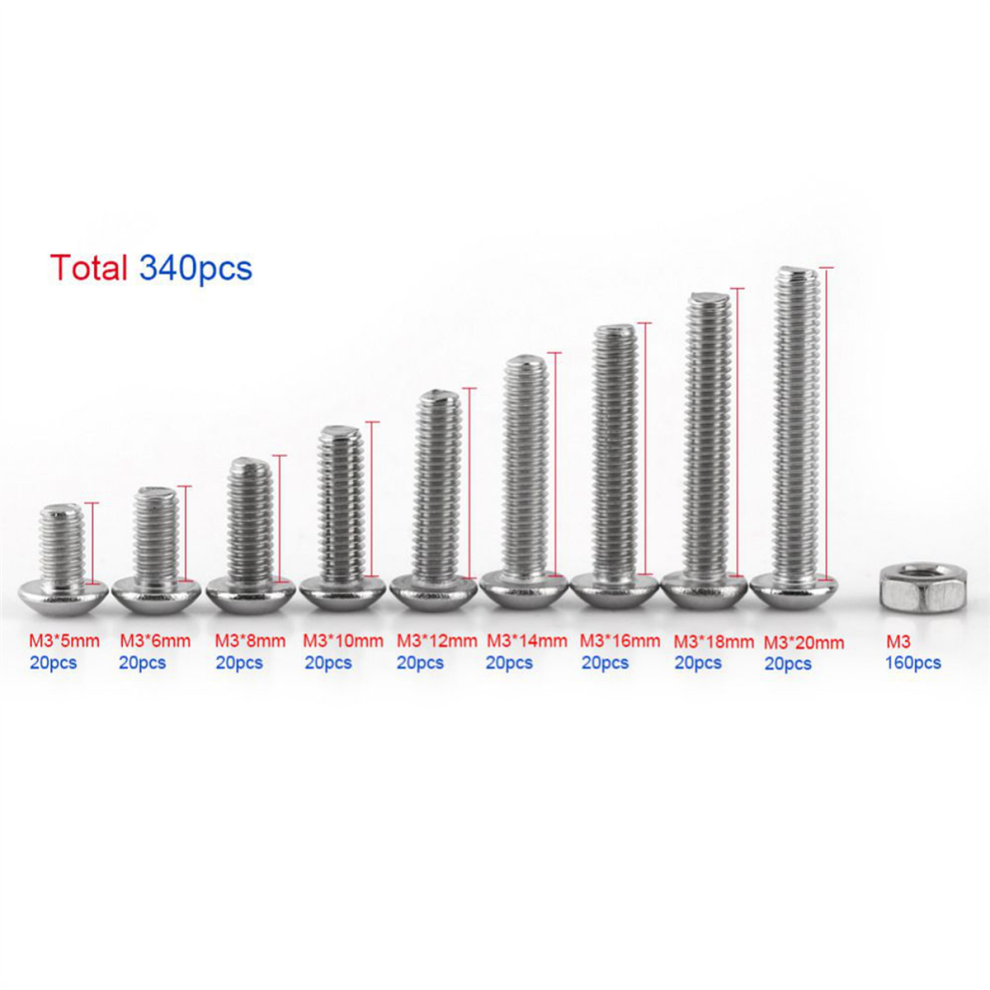 340pcs M3 Hex Socket Screw Nut Screws Nuts Assortment Kit Fastener-image-OPC-PJ2XS8B-NEW