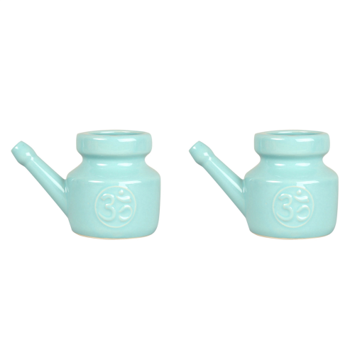 350Ml Ceramic Neti Pot Nose Cleaning Pot,Cyan