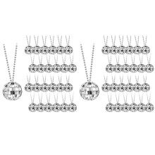 36 Pcs Mirror Disco Ball Costume Necklaces 70s Disco Party Necklaces