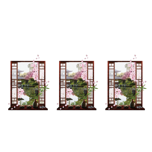 3D Window Peach Blossom Flower Art Wall Sticker Mural 1