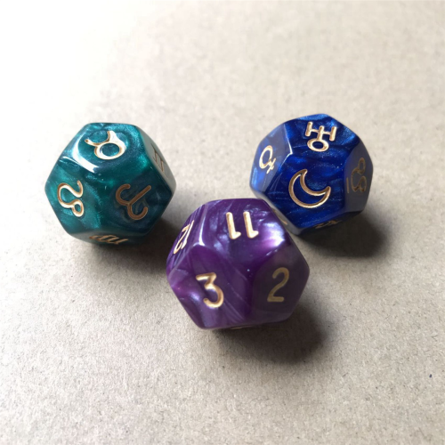 3Pc 12-Sided Tarot Dice Resin Divination Cards Game for Astrologers 2