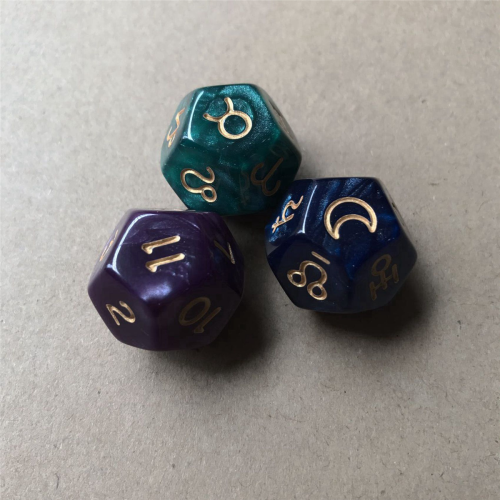 3Pc 12-Sided Tarot Dice Resin Divination Cards Game for Astrologers 1