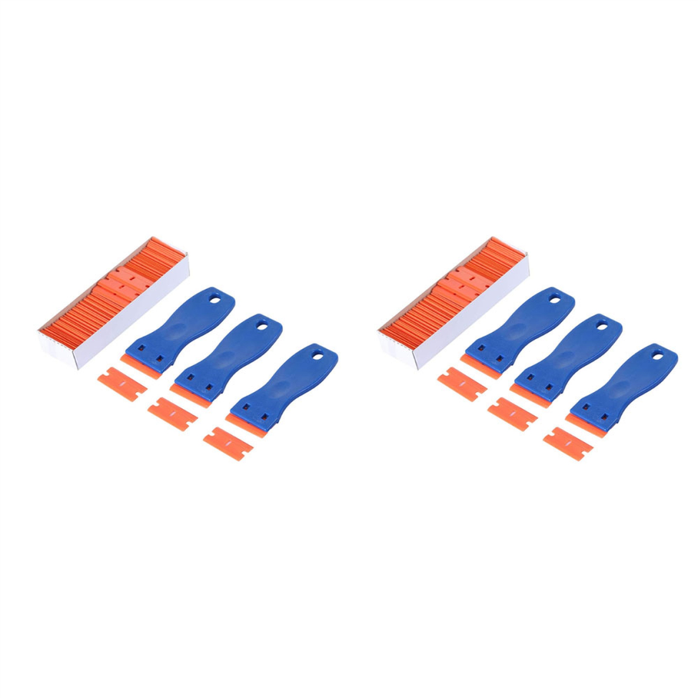 3Pcs Plastic Blade Scrapers & 100 Pcs 1.5 Inch Double Edge 4713239236718