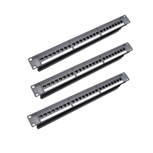 3X 19Inch 1U Pass-Through 24 Port CAT6 Cable Adapter Jack