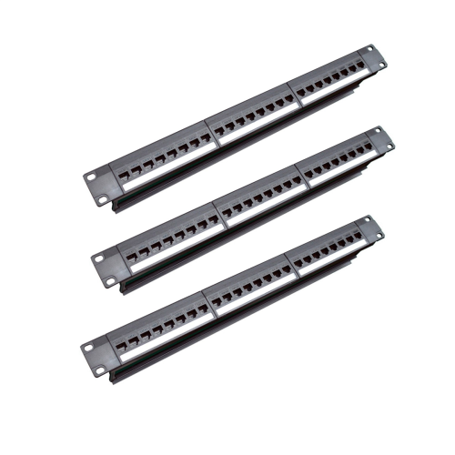 3X 19Inch 1U Pass-Through 24 Port CAT6 Cable Adapter Jack