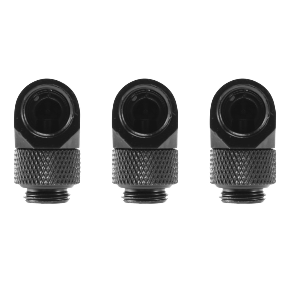 3X 12.9Mm G1/4 Thread 90 Degree Rotary Tube Connector Fitting Black 4713239241354
