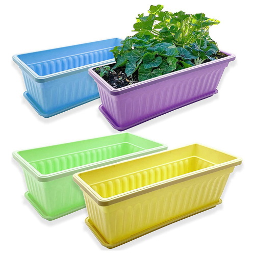 4 Packs 17 Inches Flower Window Box Plastic Vegetable 1