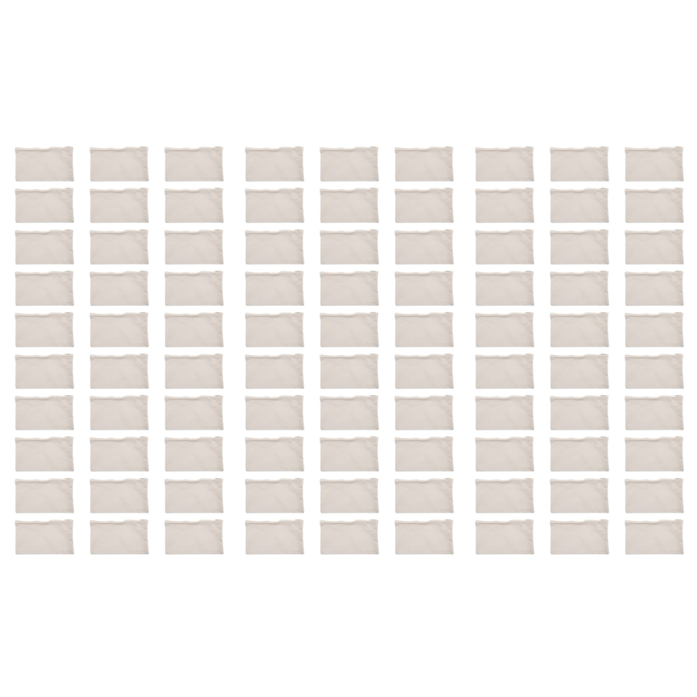 Beige 40 Pcs Canvas Pencil Pouch Zipper Makeup Bags Blank Craft Diy(Beige)