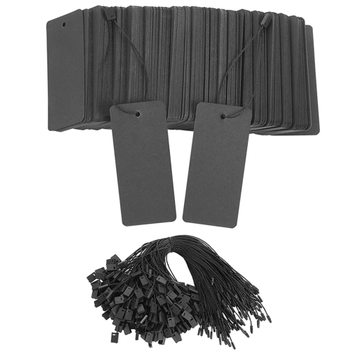400 Set Black Price Tags with String Tags with Pins Custom Clothing 1