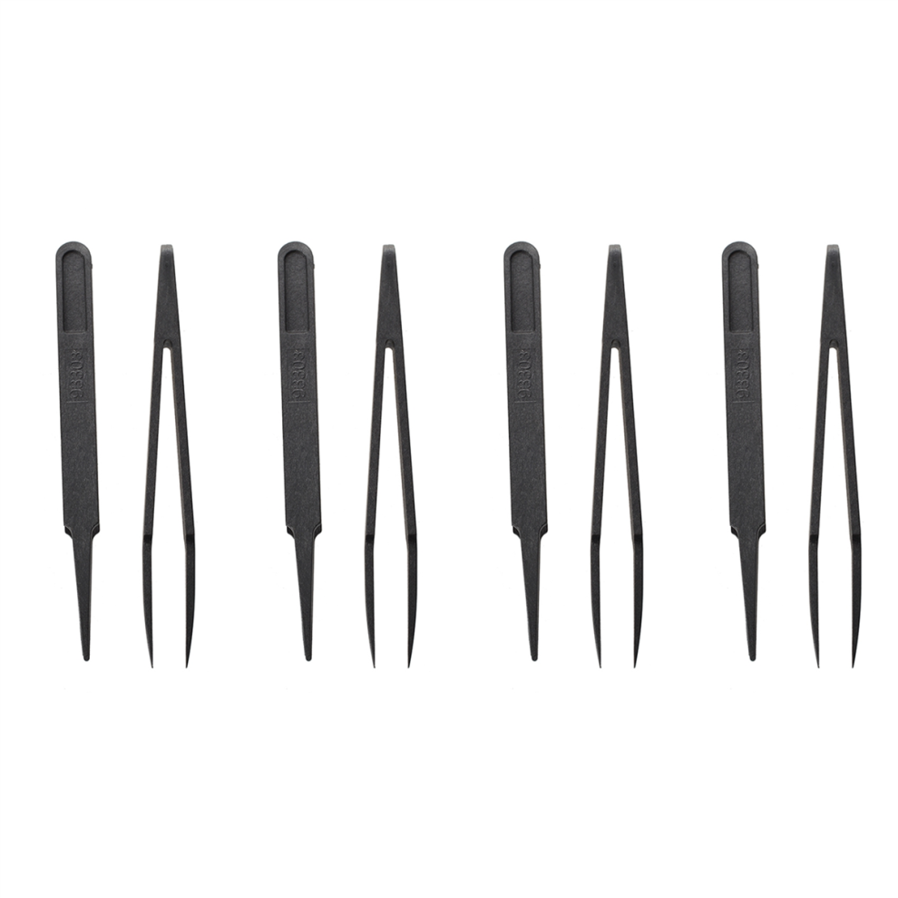 4.5 inch Length Black Plastic Anti-static Tweezers Repair Tool 2