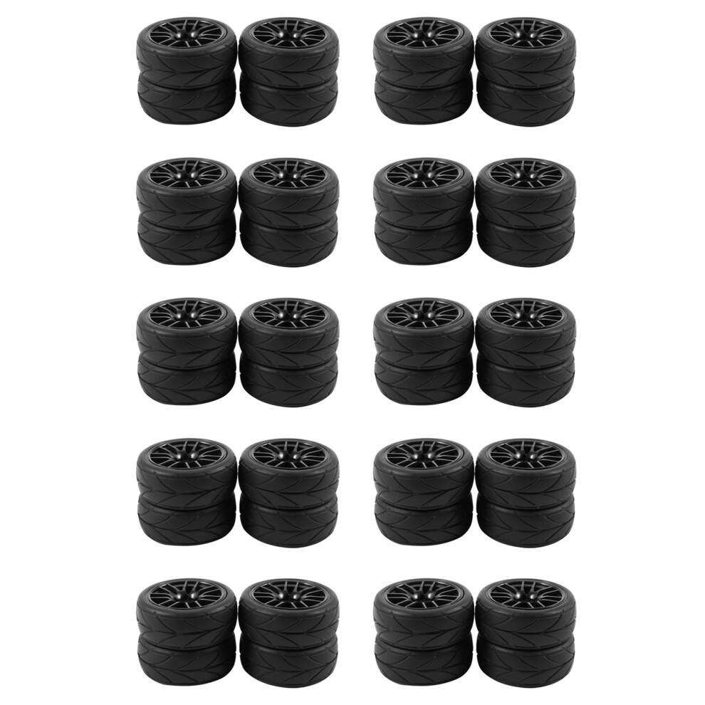 40Pcs 1/10 Rubber Tire on Road Wheel Rim Fit for 9068-6081