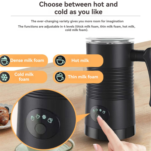 4-in-1 Electric Hot and Cold Foam Maker EU Plug Black 1