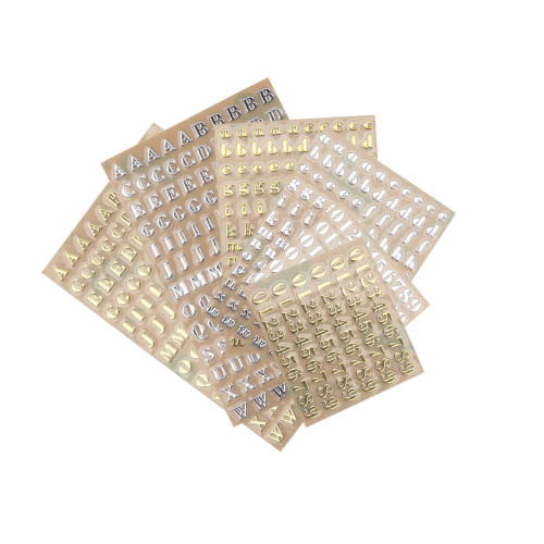 6 Folhas Pequenas de Adesivos de Alfabeto e Números com Glitter (0,12 polegadas, 3 mm) 2