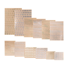 12 folhas de adesivos de resina com letras, em liga metálica, dourados e prateados, com 3 mm/4,5 mm de altura.