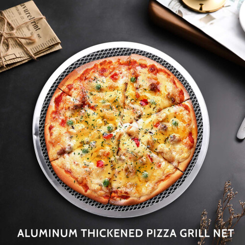 Forma de pizza para forno, tela de pizza de alumínio com borda sem emendas de 12 polegadas (2 unidades) 1