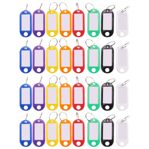 32x Multi-kleuren plastic sleutelhanger ID-tags met splitringsleutelring 1