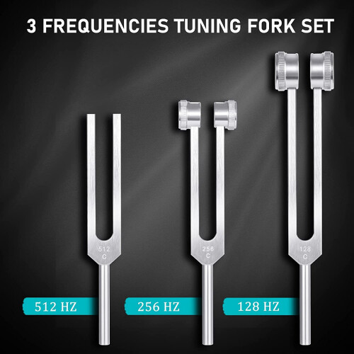 4-pack stämgaffelset (128Hz, 256Hz, 512Hz) med bas, silver 2