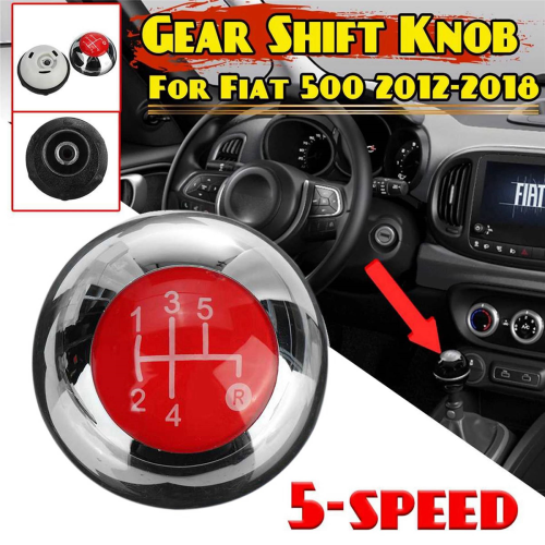 5 Speed Gear Shift Knob for 500 2012-2018 Chrome+Red 55344048 1