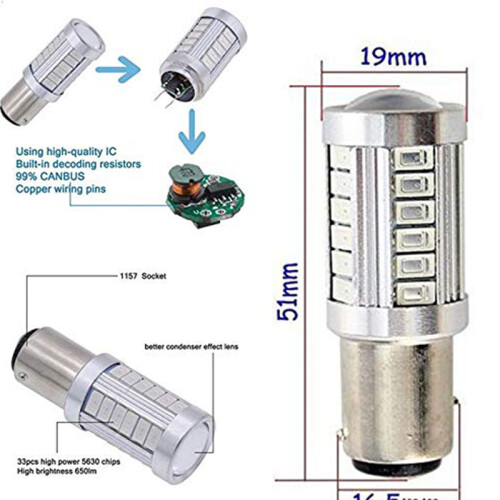 4pcs Red 1157 P21/5w Bay15d Super Bright Light Stop Bulbs 2