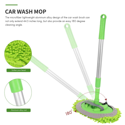 2 in 1 Car Wash Mop Mitt with Long Handle,Scratch Cleaning Tool 1