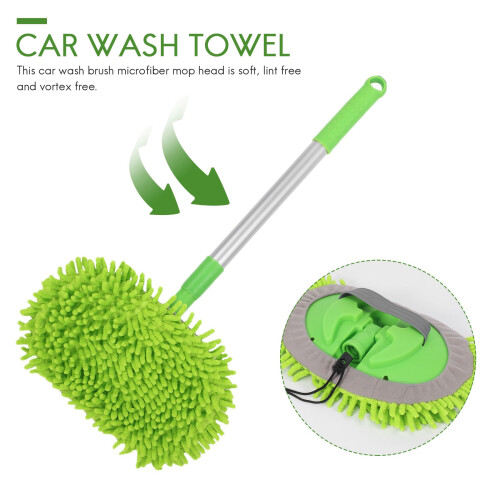 2 in 1 Car Wash Mop Mitt with Long Handle,Scratch Cleaning Tool 2