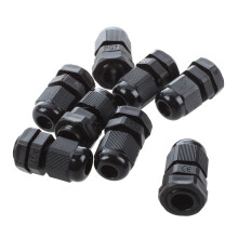 8 conectores de prensaestopas PG7 de plástico negro impermeables para cables de 3 a 6,5 mm