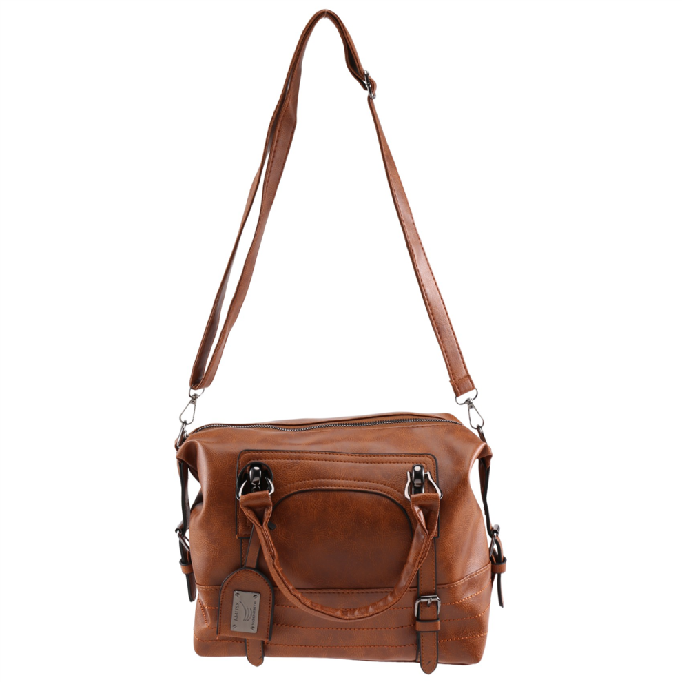Bez Marki Women Leather Messenger Handbag Shoulder Bag Tote Satchel Purse Brown