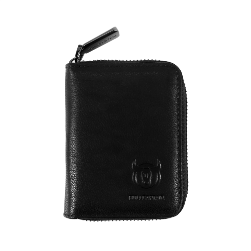 Leather Men Wallet Card Pack Zipper Card Bag Black