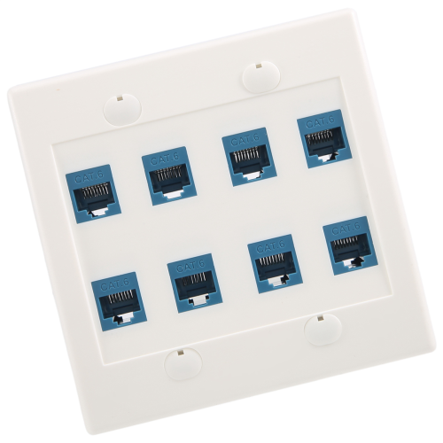 Placa de parede Ethernet de 8 portas - Conector duplo Cat6 RJ45 azul 1