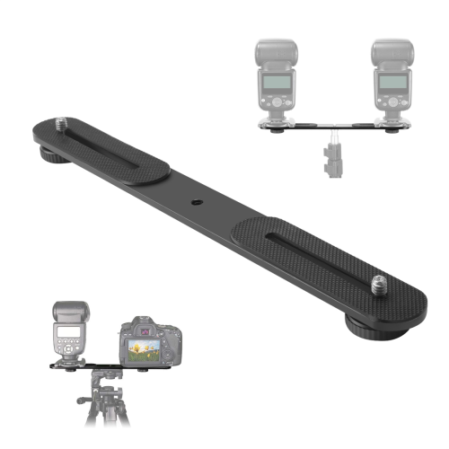 Suporte duplo para flash com sapata para tripé e câmera DSLR 2
