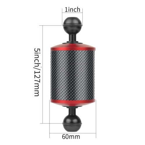 Boia de fibra de carbono de 60 mm de diâmetro para atividades aquáticas, braço de 5 polegadas, vermelha. 2