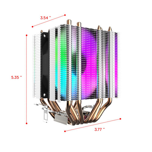 Cooler de ar para CPU com 6 heatpipes e LED arco-íris de 90 mm para 775 1