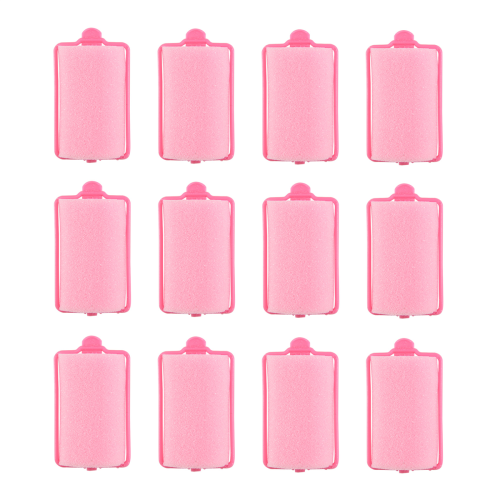 Conjunto de 12 rolos de espuma macia rosa escuro para modelar o cabelo.
