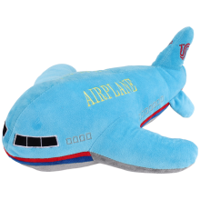 Avion en peluche de 40 cm, coussin de dos pour enfant, bleu