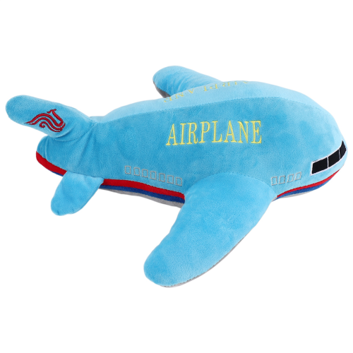 Avion en peluche de 40 cm, coussin de dos pour enfant, bleu 1