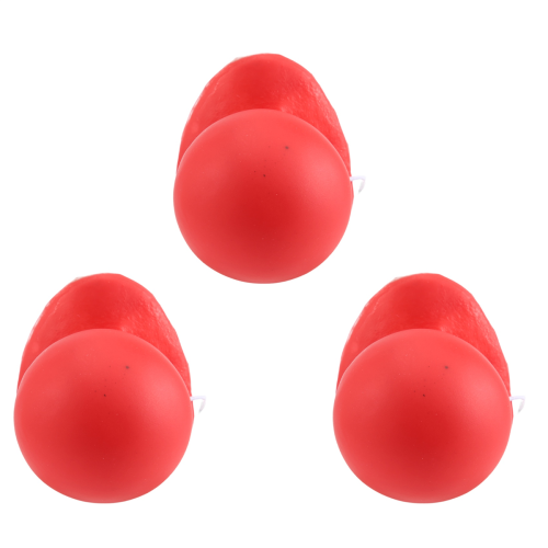 3 Stück rote Clownsnasen, die hupen und quietschen, mit elastischem Seil