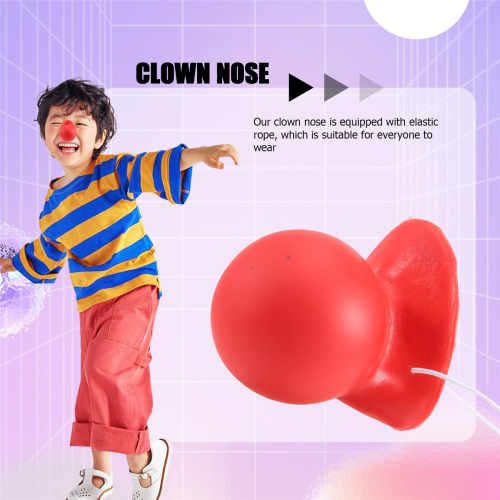 3 Stück rote Clownsnasen, die hupen und quietschen, mit elastischem Seil 2