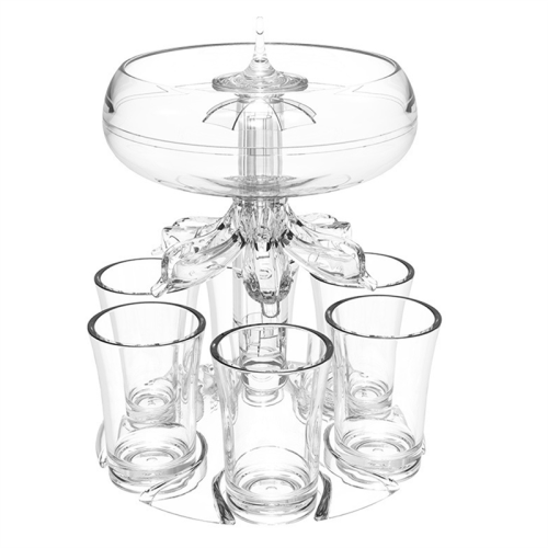 Party Drink Dispenser with 6 Shot Glasses Set - Acrylic Touchless