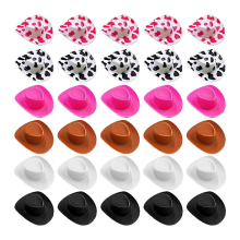 Conjunto de 30 Mini Chapéus de Cowboy/Cowgirl do Oeste Americano, Miniaturas Fofas para Bonecas