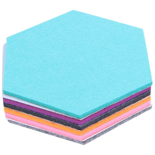 Conjunto de 6 painéis hexagonais de feltro auto-adesivos para recados 5,5 x 5 x 0,2 polegadas