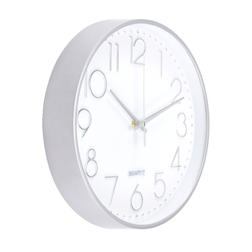Modern Silent Wall Clock for Home Office Kitchen (25cm, Silver) 2