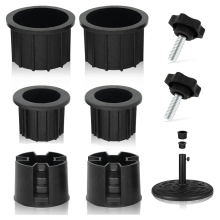 8 pezzi base per ombrello: supporto, copri foro ad anello e tappo, stabilizzatore della base