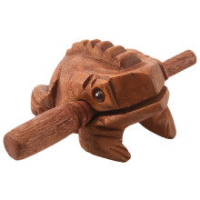 Bloco de madeira entalhado com som de sapo croando – brinquedo de percussão