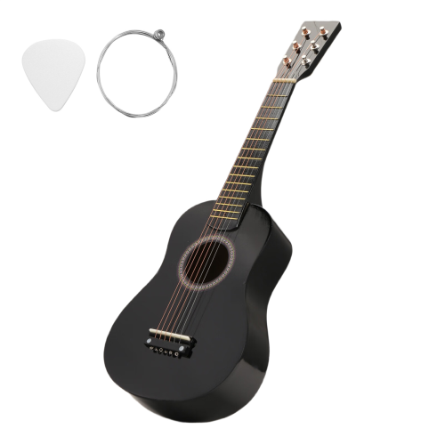 Guitarra de 23 polegadas, madeira basswood, 12 trastes, 6 cordas para iniciantes (preto) 2