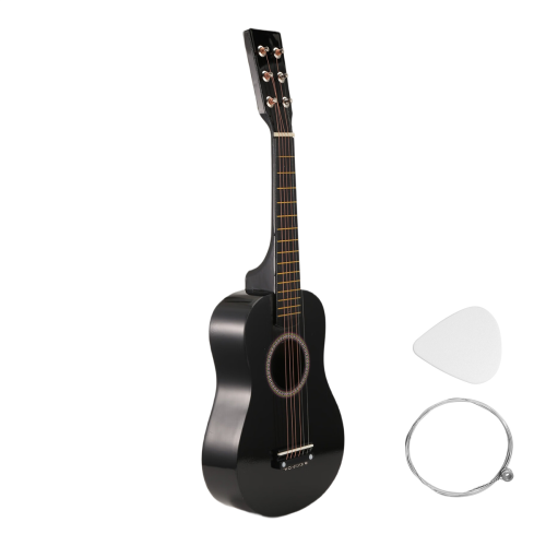 Guitarra de 23 polegadas, madeira basswood, 12 trastes, 6 cordas para iniciantes (preto) 1
