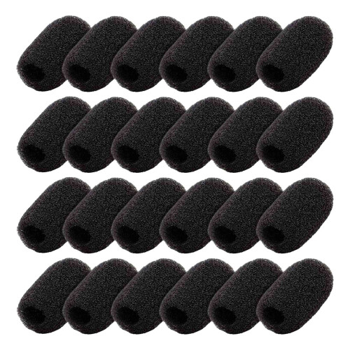 Pacote com 24 mini protetores de espuma para microfones de lapela e de lapela.
