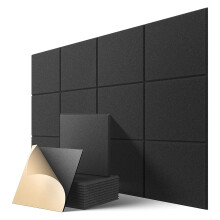 Zelfklevende akoestische panelen, 12 stuks, 30 x 30 x 0,1 cm, zwart